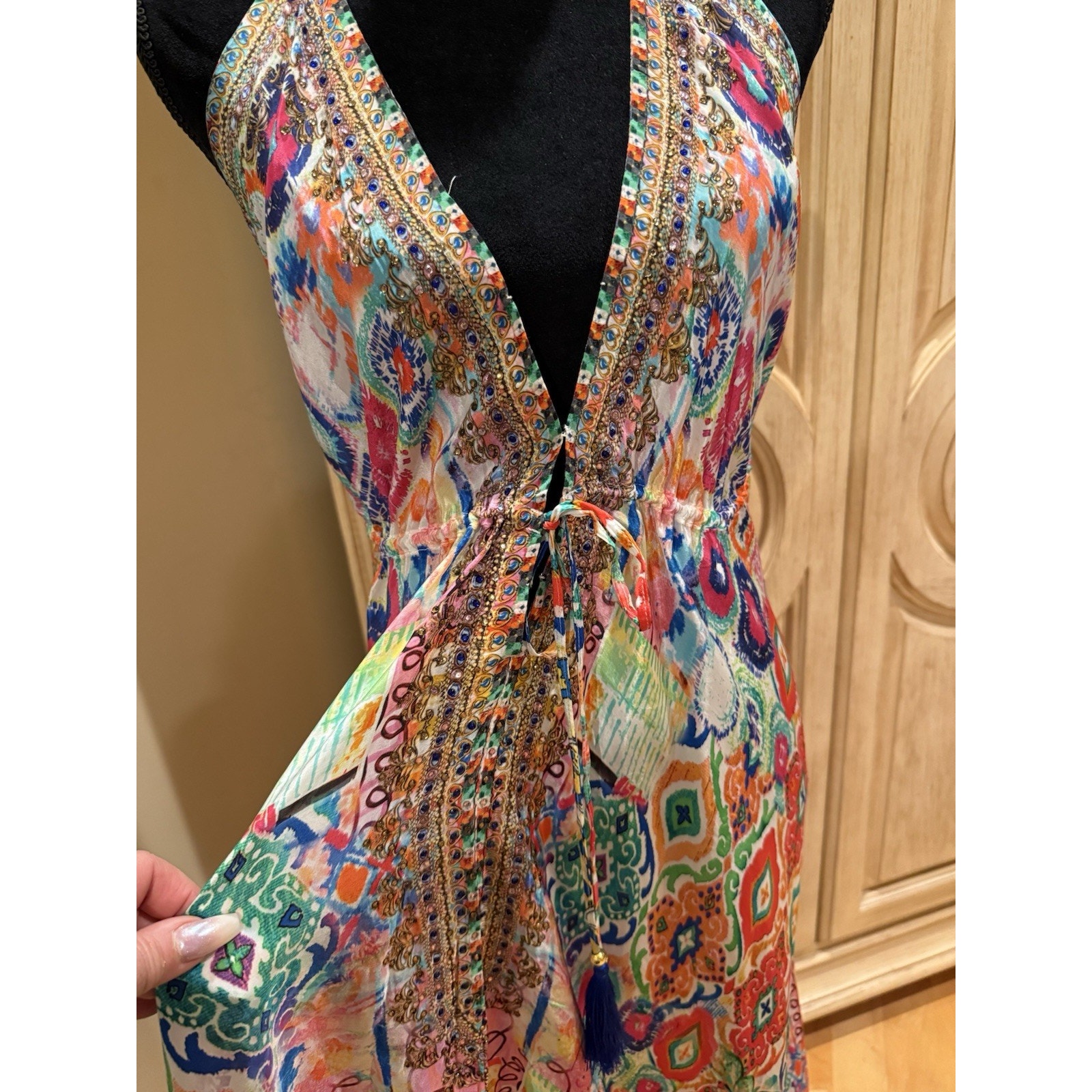True Colours La Moda Halter Resort Maxi Dress Sz S/M Nwt — image 2 of 4